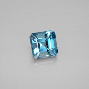 1.38캐럿 천연 런던 블루 토파즈, 에메랄드 컷, 6×6 mm, VVS-VS