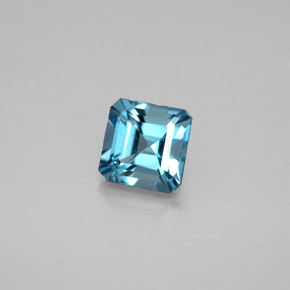 1.38캐럿 천연 런던 블루 토파즈, 에메랄드 컷, 6×6 mm, VVS-VS