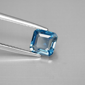 1.46캐럿 천연 런던 블루 토파즈, 에메랄드 컷, 6.2×6.2 mm, VVS-VS
