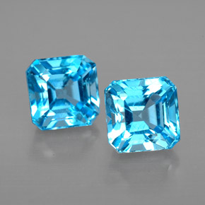 캐럿 천연 스위스 블루 토파즈 보석, 에메랄드 컷, 6.1×6.1 mm, VVS-VS