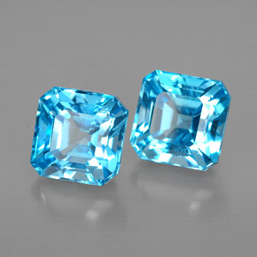 캐럿 천연 스위스 블루 토파즈 보석, 에메랄드 컷, 6.1×6.1 mm, VVS-VS