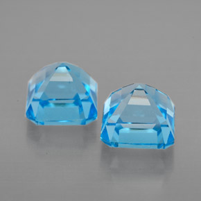 캐럿 천연 스위스 블루 토파즈 보석, 에메랄드 컷, 6.1×6.1 mm, VVS-VS