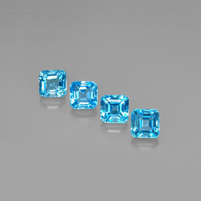 캐럿 천연 스위스 블루 토파즈 보석, 에메랄드 컷, 6.1×6 mm, VVS