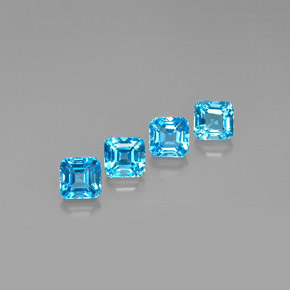 캐럿 천연 스위스 블루 토파즈 보석, 에메랄드 컷, 6.1×6 mm, VVS