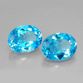 캐럿 천연 스위스 블루 토파즈 보석, 타원형 컷, 9.1×7.1 mm, VVS