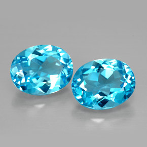 캐럿 천연 스위스 블루 토파즈 보석, 타원형 컷, 9.1×7.1 mm, VVS