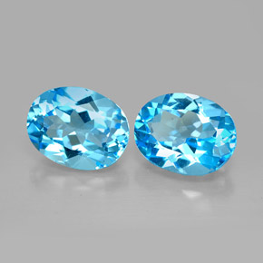 캐럿 천연 스위스 블루 토파즈 보석, 타원형 컷, 9.1×7.1 mm, VVS