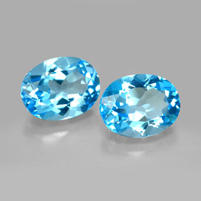 캐럿 천연 스위스 블루 토파즈 보석, 타원형 컷, 9.1×7.1 mm, VVS