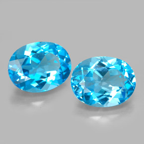 캐럿 천연 스위스 블루 토파즈 보석, 타원형 컷, 9.1×7.1 mm, VVS
