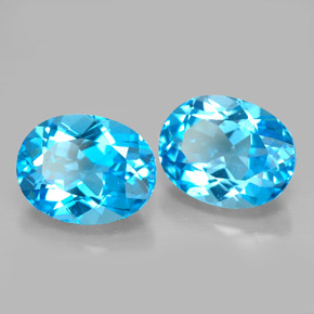 캐럿 천연 스위스 블루 토파즈 보석, 타원형 컷, 9.1×7.1 mm, VVS