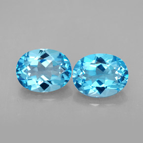 캐럿 천연 스위스 블루 토파즈 보석, 타원형 컷, 9.1×7.1 mm, VVS