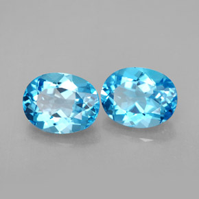 캐럿 천연 스위스 블루 토파즈 보석, 타원형 컷, 9.1×7.1 mm, VVS