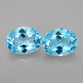 캐럿 천연 스위스 블루 토파즈 보석, 타원형 컷, 9.1×7.1 mm, VVS