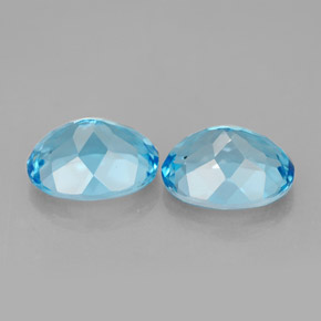 캐럿 천연 스위스 블루 토파즈 보석, 타원형 컷, 9.1×7.1 mm, VVS