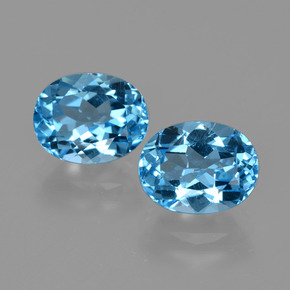 캐럿 천연 스위스 블루 토파즈 보석, 타원형 컷, 9×7.2 mm, VS