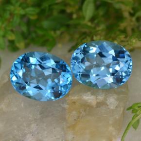 5.43캐럿 천연 스위스 블루 토파즈 보석, 타원형 컷, 9.1×7.2 mm, VVS-VS
