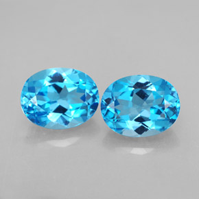 캐럿 천연 스위스 블루 토파즈 보석, 타원형 컷, 9.1×7.1 mm, VVS