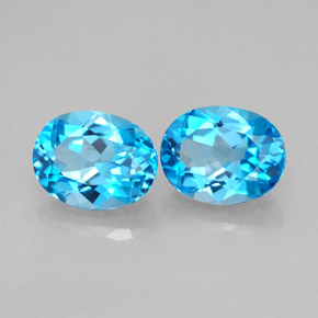 캐럿 천연 스위스 블루 토파즈 보석, 타원형 컷, 9.1×7.1 mm, VVS
