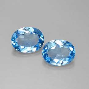 캐럿 천연 스위스 블루 토파즈 보석, 타원형 컷, 9.1×7.1 mm, VVS