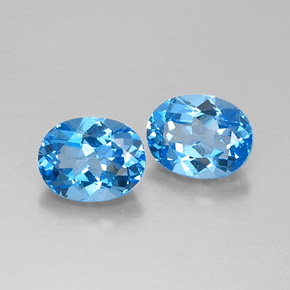 캐럿 천연 스위스 블루 토파즈 보석, 타원형 컷, 9.1×7.1 mm, VVS