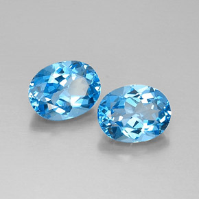 캐럿 천연 스위스 블루 토파즈 보석, 타원형 컷, 9.1×7.1 mm, VVS