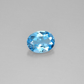 2.23캐럿 천연 스위스 블루 토파즈, 타원형 컷, 9.1×7.1 mm, VVS-VS
