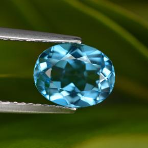 2.24캐럿 천연 스위스 블루 토파즈, 타원형 컷, 9.4×7.1 mm, VVS
