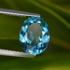 2.24캐럿 천연 스위스 블루 토파즈, 타원형 컷, 9.4×7.1 mm, VVS