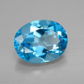 2.21캐럿 천연 스위스 블루 토파즈, 타원형 컷, 9.1×7.1 mm, VVS-VS