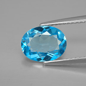 2.02캐럿 천연 스위스 블루 토파즈, 타원형 컷, 9.1×7.1 mm, VVS-VS
