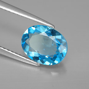 2.02캐럿 천연 스위스 블루 토파즈, 타원형 컷, 9.1×7.1 mm, VVS-VS