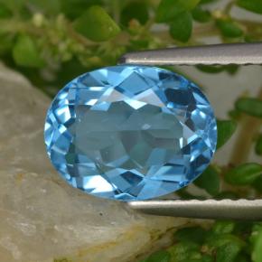 2.34캐럿 천연 스위스 블루 토파즈, 타원형 컷, 9.1×7.1 mm, VVS