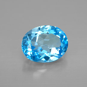 2.36캐럿 천연 스위스 블루 토파즈, 타원형 컷, 9.1×7.1 mm, VS
