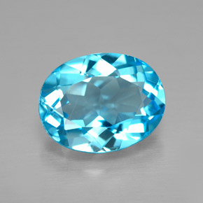 2.29캐럿 천연 스위스 블루 토파즈, 타원형 컷, 9.1×7.1 mm, VVS-VS