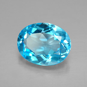 2.29캐럿 천연 스위스 블루 토파즈, 타원형 컷, 9.1×7.1 mm, VVS-VS