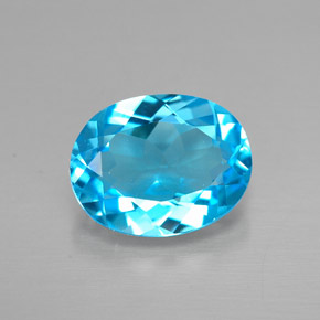 2.13캐럿 천연 스위스 블루 토파즈, 타원형 컷, 9.1×7.1 mm, VVS