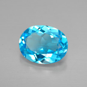 2.13캐럿 천연 스위스 블루 토파즈, 타원형 컷, 9.1×7.1 mm, VVS