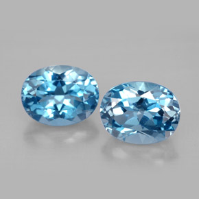 캐럿 천연 런던 블루 토파즈 보석, 타원형 컷, 9.2×7.2 mm, VVS