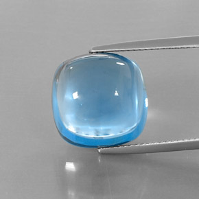 23.43캐럿 천연 스위스 블루 토파즈, 쿠션 컷, 14.1×14.1 mm, 투명한