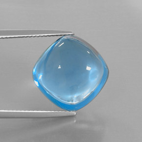 23.43캐럿 천연 스위스 블루 토파즈, 쿠션 컷, 14.1×14.1 mm, 투명한