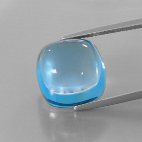 23.43캐럿 천연 스위스 블루 토파즈, 쿠션 컷, 14.1×14.1 mm, 투명한
