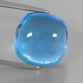 18.22캐럿 천연 스위스 블루 토파즈, 쿠션 컷, 13.7×13.7 mm, 투명한