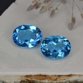 캐럿 천연 스위스 블루 토파즈 보석, 타원형 컷, 9×7.1 mm, VVS