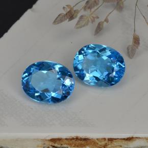 캐럿 천연 스위스 블루 토파즈 보석, 타원형 컷, 9×7.1 mm, VVS