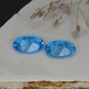 캐럿 천연 스위스 블루 토파즈 보석, 타원형 컷, 9×7.1 mm, VVS