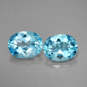 캐럿 천연 스위스 블루 토파즈 보석, 타원형 컷, 9×7.1 mm, VVS