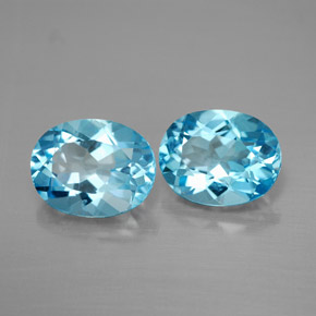 캐럿 천연 스위스 블루 토파즈 보석, 타원형 컷, 9×7.1 mm, VVS