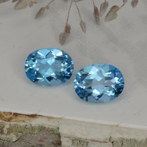 캐럿 천연 스위스 블루 토파즈 보석, 타원형 컷, 9×7 mm, VVS-VS