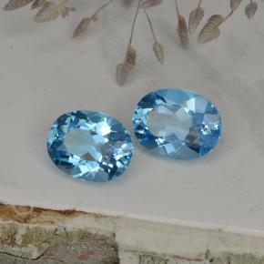 캐럿 천연 스위스 블루 토파즈 보석, 타원형 컷, 9×7 mm, VVS-VS