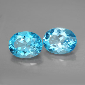 캐럿 천연 스위스 블루 토파즈 보석, 타원형 컷, 9.1×7.1 mm, VVS-VS